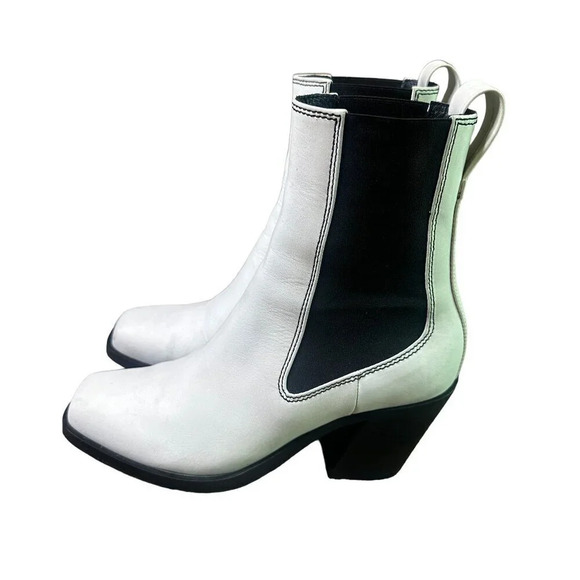 Rag & Bone Axis Chelsea Boots White Square Toe Leather Size 38.5 EU Women's - Picture 1 of 15